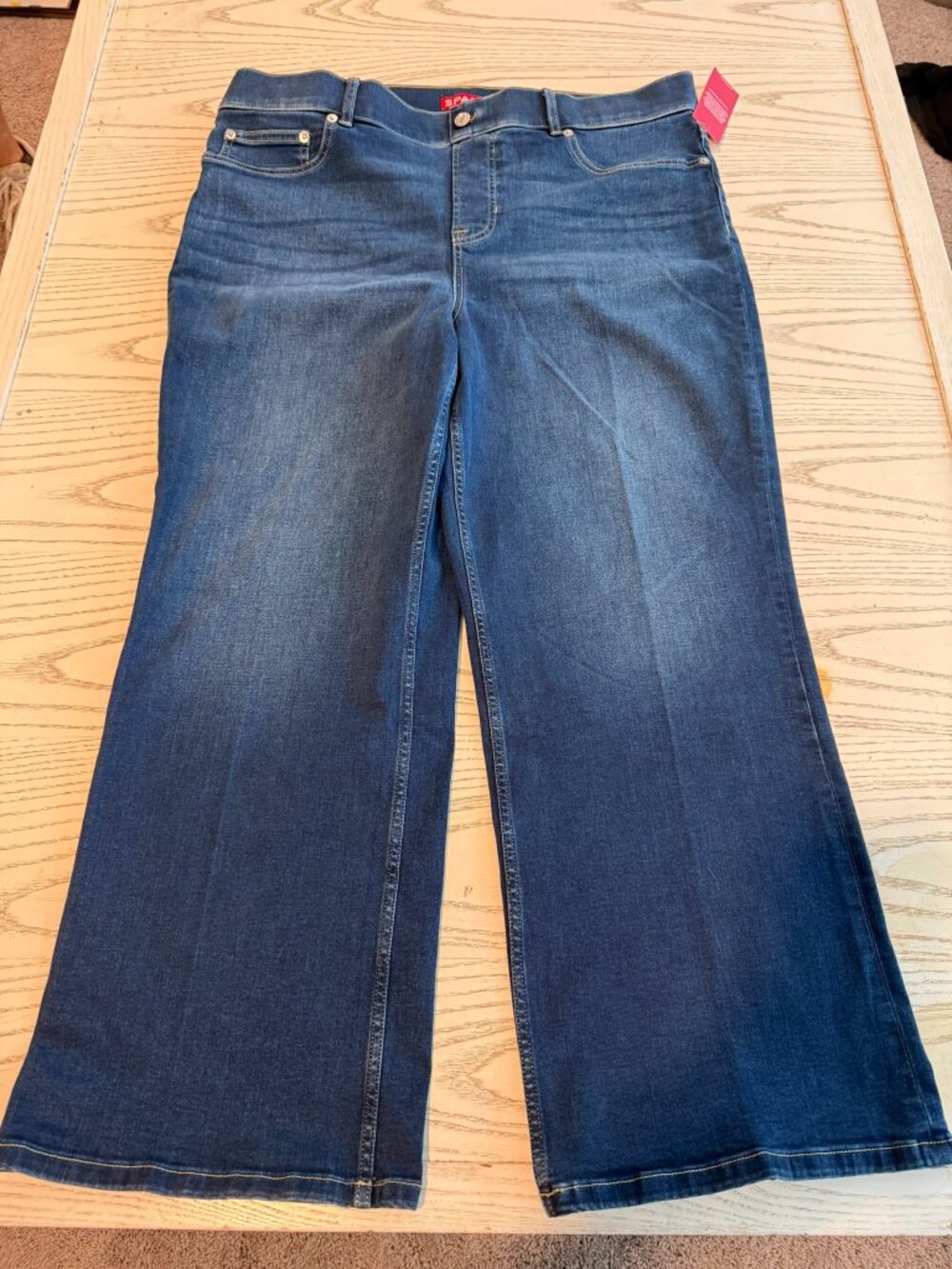 NWT SPANX Pull-On Kick Flare Jeans - Poseidon Blue - Size 1X Regular Inseam